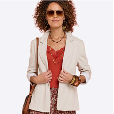 Tailored Linen Mix Roll Cuff Blazer - LR126